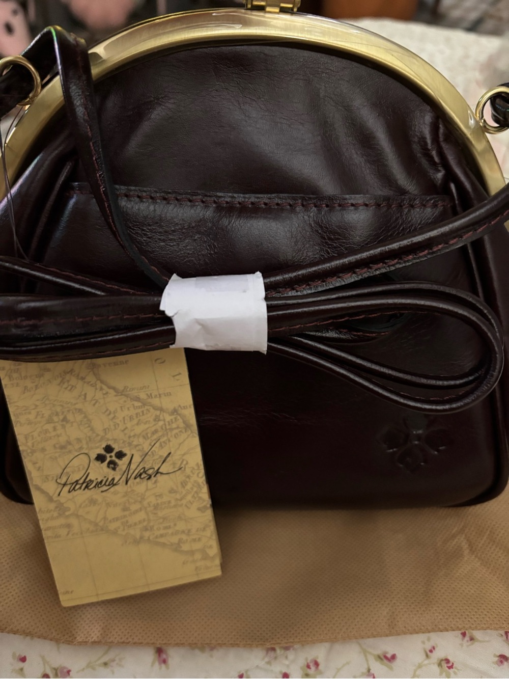 SOLD-Patricia Nash Portafina Frame Crossbody Burgundy Velvet Jacquard NWT - Picture 9 of 9